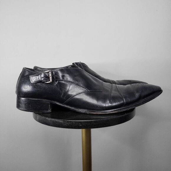 JO GHOST Black Leather Snip Toe Loafers Size 45 - Picture 2 of 10